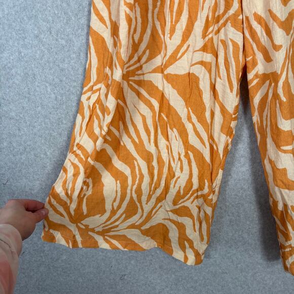 Jessica Simpson Jumpsuit Small Orange Cream Animal Zebra Wide Leg Crop Resort* - Picture 4 of 9